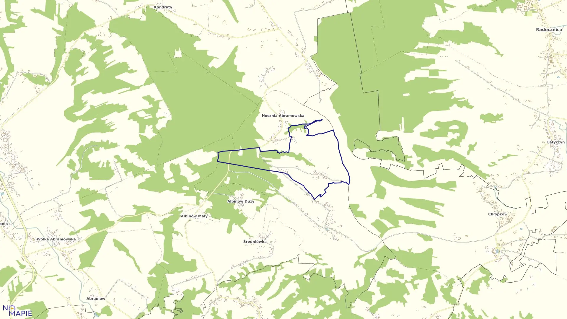 Mapa obrębu MAJDAN ABRAMOWSKI w gminie Goraj