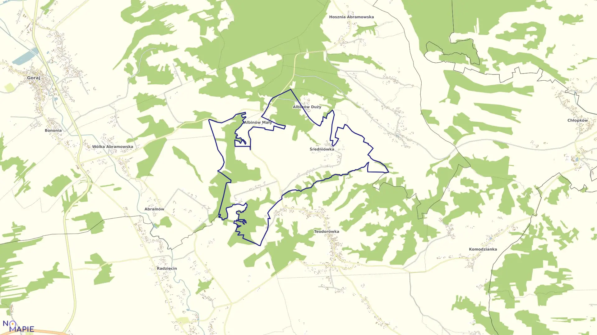 Mapa obrębu ŚREDNIÓWKA w gminie Goraj