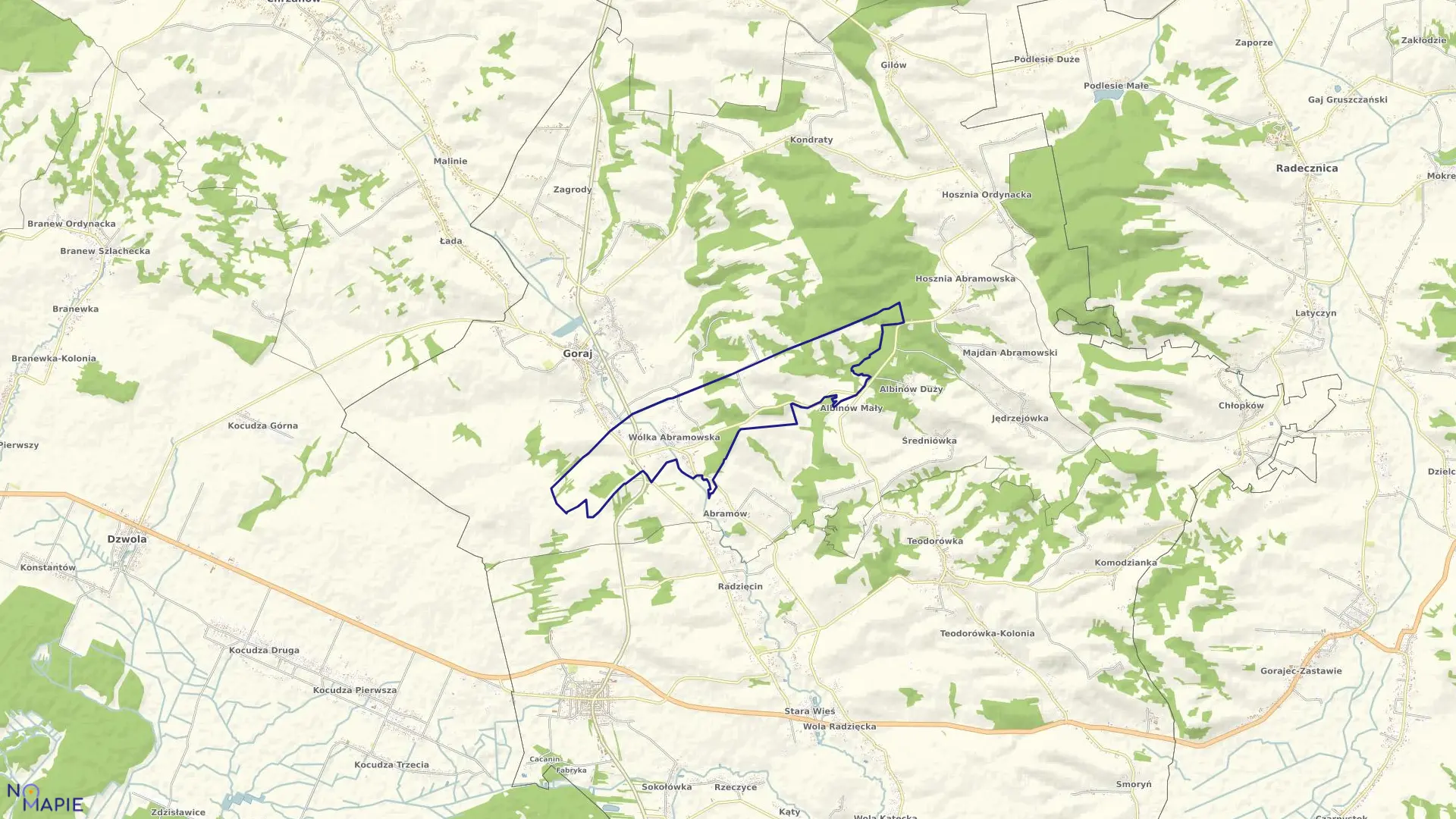 Mapa obrębu WÓLKA ABRAMOWSKA w gminie Goraj